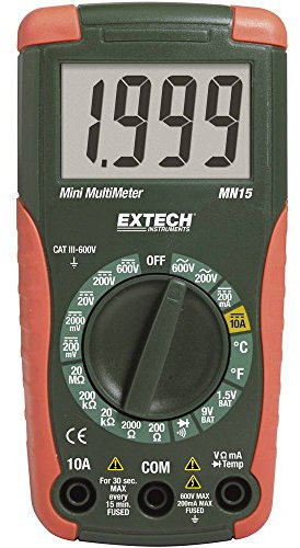 Multimeter Tragbar Digital Extech MN15 Cat II 1000 V CAT III 600 V Anzeige (Counts): 2000