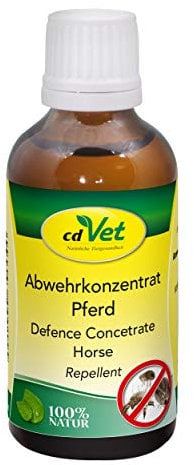 cdVet Naturprodukte Abwehrkonzentrat Pferd 50 ml - Schutz vor Zecken&Milben - rein pflanzlich - Langzeitschutz - einfache Handhabung - auf Geraniol- und Teebaumölbasis - ätherische Öle -, 15