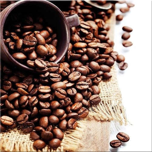 artissimo Glasbild 30x30 cm Küchenbild: Kaffeebohen AG2073A - Bild aus Glas, Wandbild Küche Kaffeemotiv