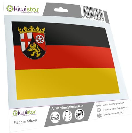 Kiwistar - Aufkleber - Rheinland-Pfalz - Bundesland Deutschland Autoaufkleber Sticker Flagge