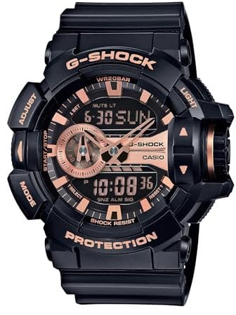 Casio G-Shock Black and Rose Gold-Tone Dial Resin Quartz Men's Watch GA400GB-1A4