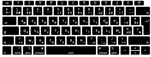 MiNGFi Silikon Französisch AZERTY Tastaturschutz für MacBook Air 13 (A1932, 2018–2019) EU/ISO Tastaturlayout - Schwarz
