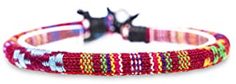 Made by Nami Boho Surfer-Armband Damen & Herren - Handmade Strand Festival Accessoires - Ethno Hippie Style Schmuck - 100% Wasserfest & Verstellbar - Freundschaftsarmbänder Bunt Mädchen R (Rot)