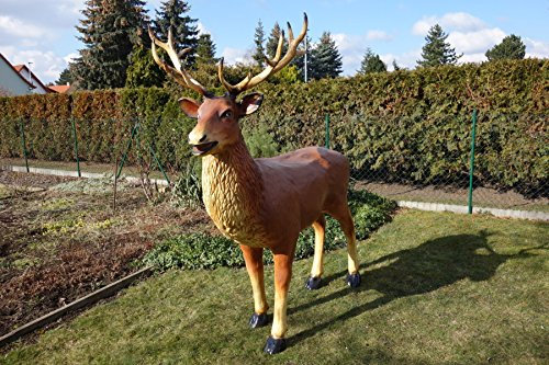 Hirsch Stehend Maxi XXL in naturgetreuen Farben Dekofigur Gartendekoration für Haus, Hof und Garten