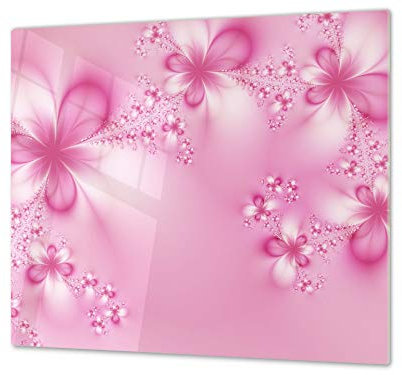 Cubre vitros de cristal templado - Tabla para cortar de cristal – Tabla para amasar y protector de vitro – UNA PIEZA (60 x 52 cm) o DOS PIEZAS (30 x 52 cm); D06 Serie Flores: Arte abstracto 15