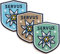 3 x Edelweiss Patch gestickt 51 x 60 mm/Aufbügler Aufnäher Patches Applikation Bügelbild Abzeichen zum aufbügeln aufnähen/Tracht Loden Lederhose Dirndl Janker Filzhut/Club of Heroes (Set A)