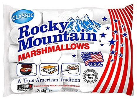 Rocky Mountain Marshmallows Classic 2x300g, bonbons américains traditionnels à rôtir sur le feu de camp, à griller ou à cuire au four, 2x300g