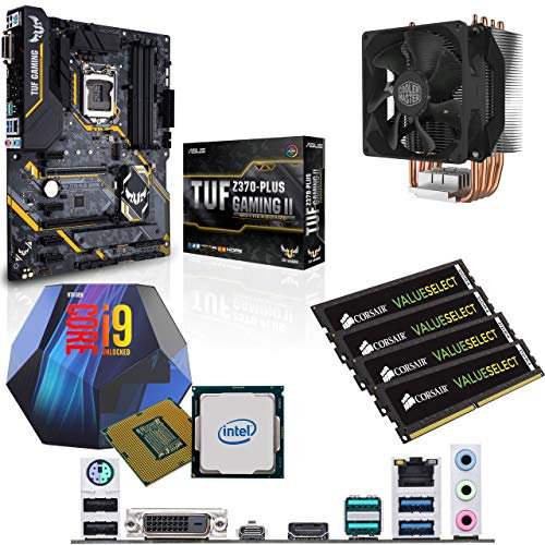 Components4All Intel Coffee Lake Core i9 9900K 3.6GHz (5.0GHz Turbo) CPU, ASUS TUF Z370-Plus Gaming II Motherboard, 32GB 2400MHz Corsair DDR4 RAM & Cooler Master Hyper Cooler Pre-Built Bundle