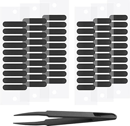 Be In Your Mind 60PCS Mobile Phone Speaker Net Stickers Dustproof Protector with Tweezer Compatible with Android Smartphone Charging Port Mesh Sticker 30PCS Short & 30PCS Long Black