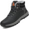 Mishansha Scarpe Uomo Invernali Stivaletti Donna Invernali Scarponcini Invernali con Pelo Comode Stivali Invernali Nero,GR.48