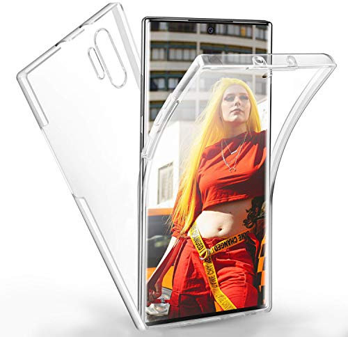 360 Grad Handyhülle kompatibel mit Samsung Galaxy Note 10 Plus Hülle, Transparent Silikon Crystal Full Schutz Cover Case [2in1 Hart PC Zurück + Weich TPU Vorderseite] Vorne und Hinten Schutzhülle