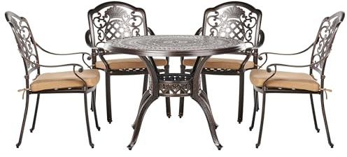 Beliani Gartenset in Dunkelbraun 1 Tisch 4 Stühle Aluminium 4 Sitzkissen Salento