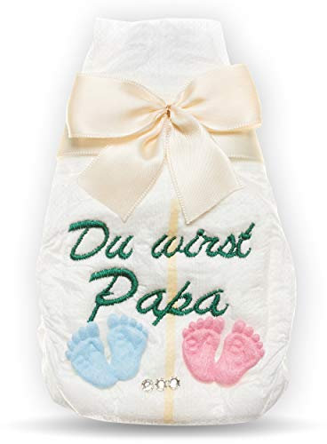 Du wirst Papa, Tanjo bestickte Windel, creme, Schwangerschaft mitteilen, Verkündung Schwangerschaft, Ich bin schwanger Geschenk, Schwangerschaft Überraschung zur Geburt