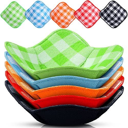 Hot Bowl Holder Microwave Safe Bowl Cozies Multipurpose Hot Heat Proof Plate Holder to Prevent Hand from Heat and Maintain Food Warm(Red, Blue, Green, Yellow, Black,5 Pieces)
