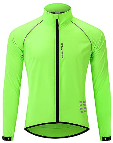 WOSAWE Herren-Fahrradjacke, Winddichte Radjacke Ultraleichte Sportbekleidung mit Reflektierendem Träger und Atmungsaktivem Mesh (Grün XL)