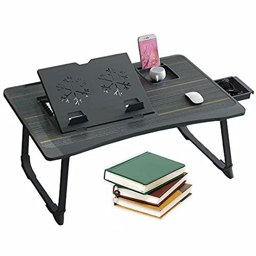 HGTRH Betttablett Mit Leseklappe, Betttablett Notebook, Tragbares Notebook Faltbarer Schoßschreibtisch Laptoptisch Mit Schublade Betttisch Beistelltisch Laptoptisch Fürs Bett Klein