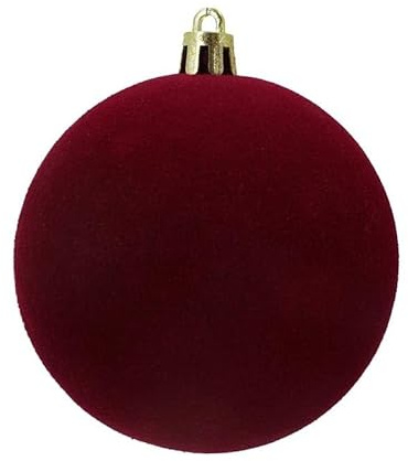Set di Palline di Natale in Velluto Bordeaux Sfera Infrangibile in Plastica per Albero di Natale Decorazioni Natalizie Ornamento (Set 12 palle, 12cm)
