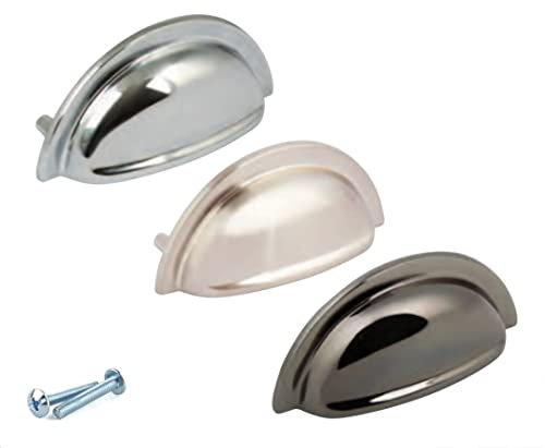 Solmer LTD Henrietta Cup Kitchen Cabinet Door Handle Cupboard Drawer Bedroom Furniture Knob (Stainless Steel Effect)