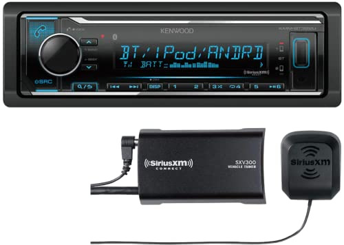 KENWOOD KMM-BT332U Bluetooth Car Stereo with USB Port, AM/FM Radio, MP3 Player, Multi Color LCD, Detachable Face, Built in Amazon Alexa Plus SXV300V1 SiriusXM Tuner