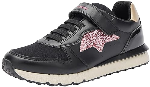 Geox Women's J Fastics Girl C Trainers, Black Dk Pink., 5 UK