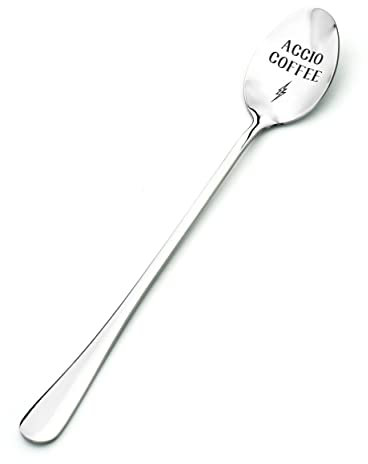 Accio Kaffeelöffel – Edelstahl Gravur Teelöffel – Harry Potter Fan Geschenk – Kaffeeliebhaber Geschenk – Lustiges und einzigartiges Geschenk für Geburtstag, Weihnachten, Halloween
