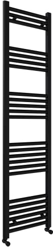 400x1600mm Towel Warmer Flat, Wall Mounted Matte Black Plated Steel Bathroom Towel Rail Radiator, Suitable for Central Heating, Electric and Dual Fuel