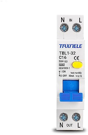 Disjoncteur 1P+N 6KA RCBO 18MM Mini 230V 50/60Hz Montage sur rail DIN Disjoncteur à courant résiduel Type A 30mA Surcharge Protection contre les fuites de courant (10A)