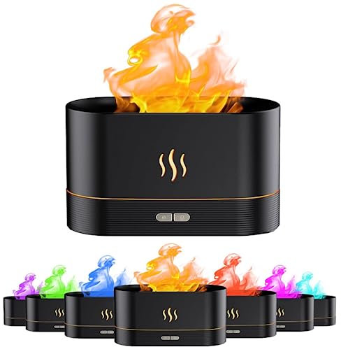 zCloud Flame Essential Oil Diffuser Aroma Diffuser Air Aroma Diffuser Humidifier 7 Flame Color Noiseless Essential Oil Diffuser for Home Office Yoga (Black)