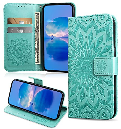 FCAXTIC Hülle Kompatibel mit Huawei Mate 20, Magnet PU Leder Tasche Flip Schutzhülle, Brieftasche Klappbar Hülle für Huawei Mate 20, Grün