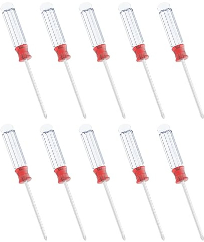 FOCMKEAS 10 Pcs Mini Phillips Screwdriver, 3mm Cross Head, 127mm, Clear