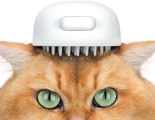 aumuca Cepillo para Gatos Medusas para Gatos de Pelo Corto, Cepillos de Silicona para Gatos para Gatos de Interior, Masaje, Cepillo para Pelo de Gato, Peine para Gato con botón de liberación