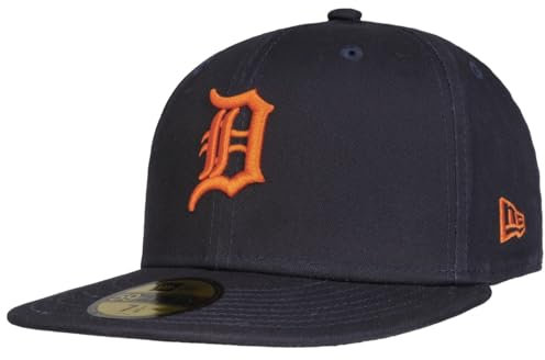 New Era 59Fifty MLB Tigers Cap Basecap Baseballcap Fitted Flat Brim Detroit (7 7/8 (62,5 cm) - dunkelblau)