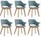 GrandCA HOME 6er-Set Nordischen Küchenstühlen, Esszimmerstuhl mit Massivholzbeinen, Gepolsterte Stühle für Schlafzimmer, Wohnzimmer, Küche,Hellblau