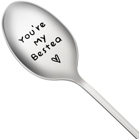 CHEERYMAGIC Friend Coffee Spoon, Bestie Friendship Gift for Women Girl You're My Bestea Spoons Engraved Coffee Tea Spoons BFF Dessert Spoons Christmas Birthday Gifts for Friends A4BESTEASZ