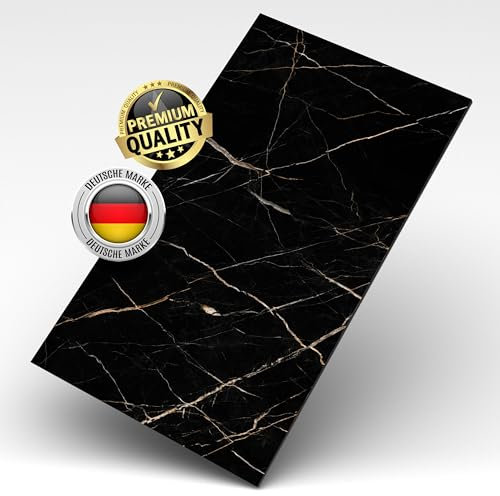 AS Country Stone Wandpaneele in Marmoroptik - 60x120 cm | PVC Wandverkleidung mit echtem Quarz und Steinmehl für Küche, Bad & mehr | Küchenrückwand Platte Wandpaneel | Calacatta Black