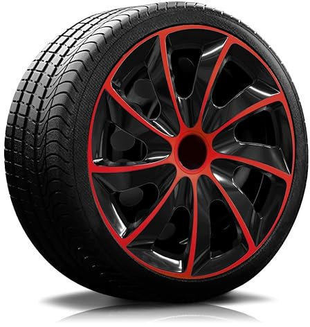 RADKAPPEN-Koenig 15 Zoll RKK02 schwarz/rot Radkappen Radzierblenden 4 Stück
