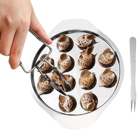 jlceh per lumache, per lumache | per lumache di frutti di mare in acciaio inossidabile | Piatti Escargot Piatti Antipasto Lumache Al Forno Con Manico Piatti Con 12 Fori, Per La Casa Ristorante Hotel