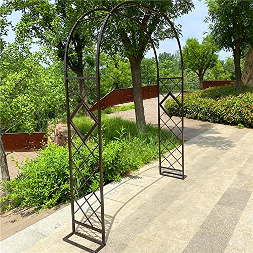Arco de jardín para trepar plantas, arco de rosas de rejilla de hierro forjado, pérgola decorativo para jardín al aire libre, fácil de instalar, para césped, terraza, bodas y noches románticas (bronce