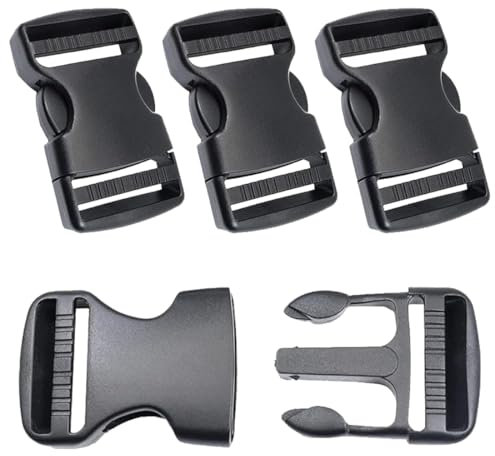 AOEVUIR 4 Pcs plastique boucles enfichables Double Side Release Boucles Clips- Fermeture enfichable plastique Fermeture à clic Boucle de remplacement Fermoirs à clip pour sac à dos noir
