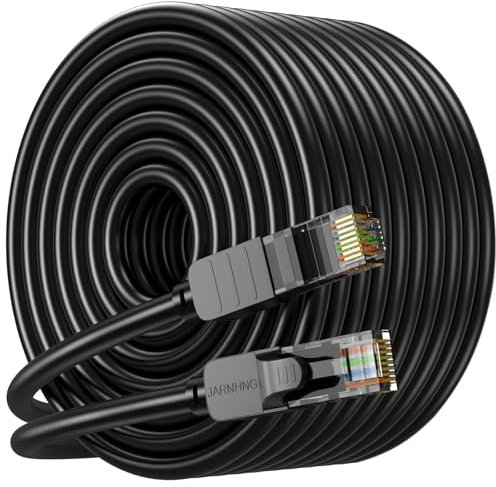 JARNHNG Cat 6 Ethernet Cable 50m, High Speed 10Gbps Internet Cable, Black RJ45 LAN Patch Cables, Long Ethernet Cables are Suitable for Games, Computers, TV, Routers, Modem, Patch Panel