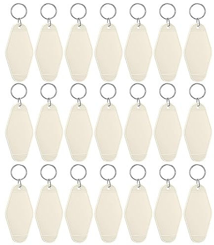 PPcdfre Lot de 24 porte-clés vintage en forme de motel - Pour hôtel - Sublimation en vrac - Beige