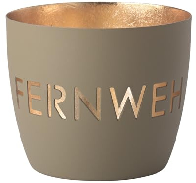 Giftcompany Madras Windlicht M Fernweh Sandstone/Gold 8,5cm