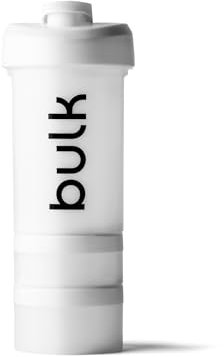 Bulk Iconic Shakerflasche mit Aufbewahrungsmöglichkeit, Weiß, 450 ml