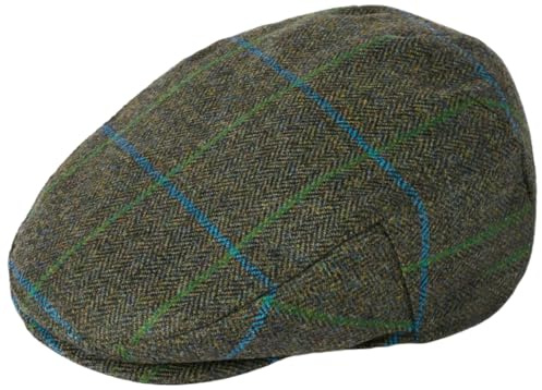 Failsworth Millinery Waterproof Porelle Flat Cap in Pattern 487 - Green, Size: Large (59cm)