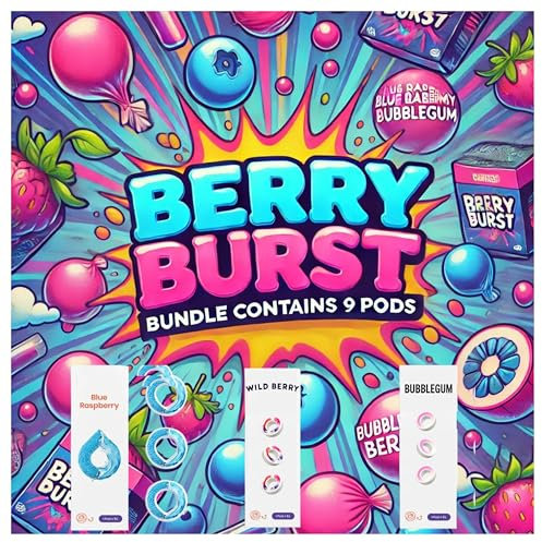 Berry Burst Trio Water Flavour Pods | Exclusive Bundle | Wild Berry + Bubblegum + Blue Raspberry | 9 Pods in the Bundle | Unique Scented Technology | Suitable for Air Bottles | 0 Calories 0 Sugar