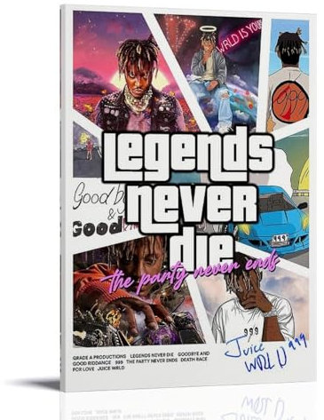 HKLOPUY Juice WRLD Kunstposter Legends Never Die, dekorativer Leinwand-Kunstdruck, moderne Schlafzimmerdekoration, 20 x 30 cm