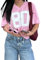 Damen Y2K Basketball-T-Shirt, kurzärmelig, V-Ausschnitt, Zahlendruck, übergroßes T-Shirt, lockeres Blokecore-Jersey, Shirt, ästhetische Streetwear, Pink B, XL