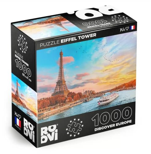Roovi Puzzle Discover Europe - Eiffel Tower, Paris, France 1000 Pieces