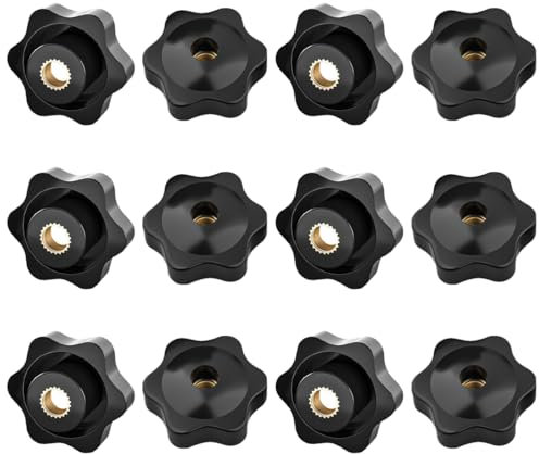 EORPAVU Viti con impugnatura a stella, 12 pezzi Viti con impugnatura a stella in plastica nera M8 per l'industria, l'arredamento e l'elettronica