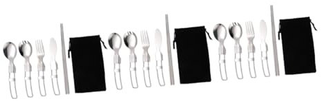 BESPORTBLE 3 Sätze und Löffel Geschirr Bausatz Camping luftdicht Gadgets schneidewerkzeug schnittschutzbeinlinge einzelnes Besteck Edelstahllöffel Rostfreier Stahl Black